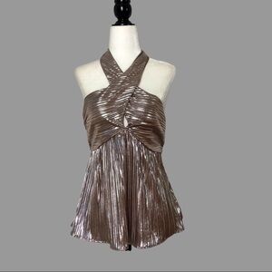 ❤️ S ❤️ NWOT Anthro Monte Halter Shiny Shimmer Pleated Soft Party Sexy
